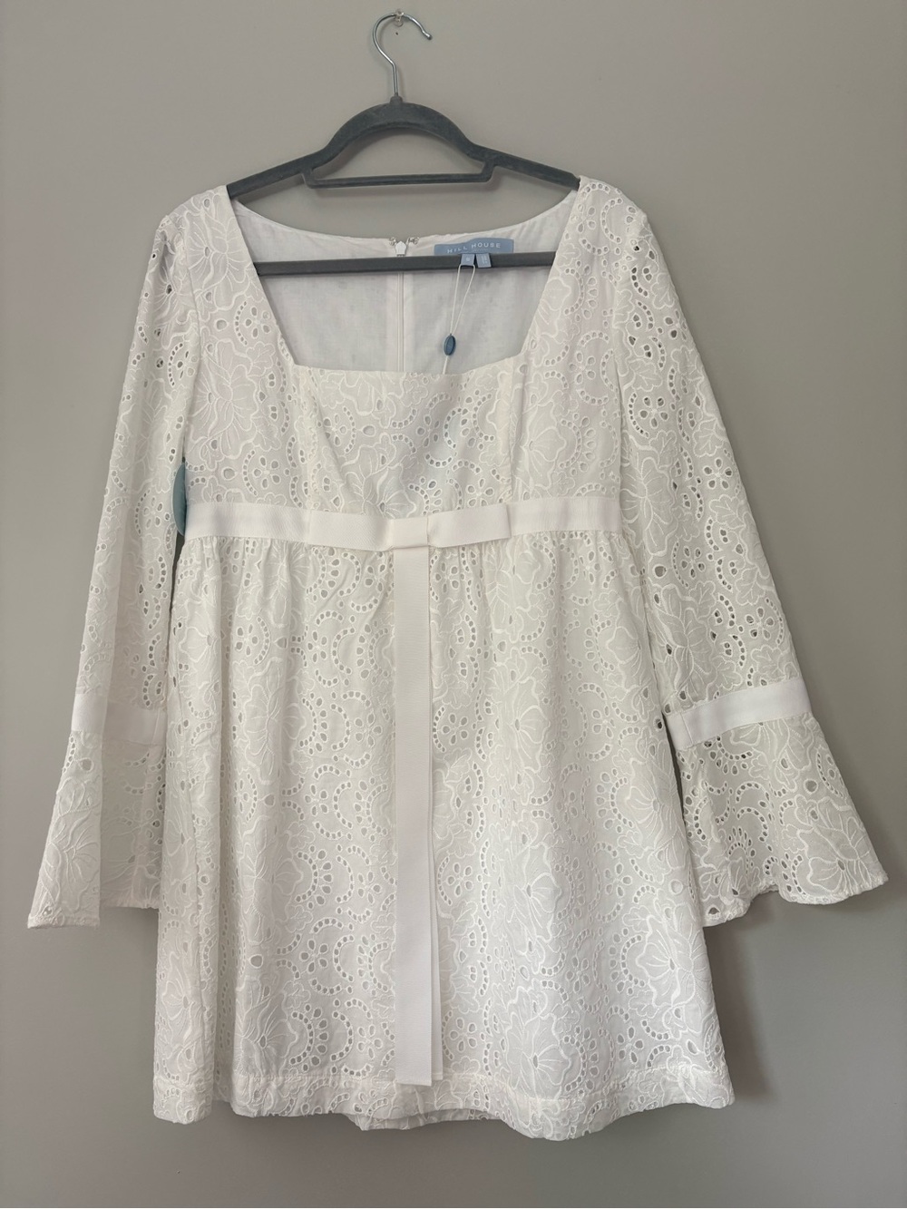 Hill House Cosette Dress in White Broderie Anglaise in Size Small